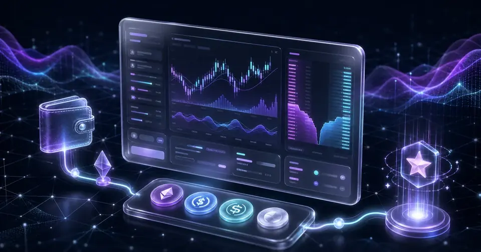 EtherealのEVM対応Perp DEX取引画面をイメージしたビジュアル