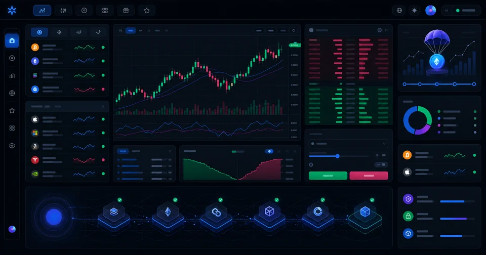 Visual of an EVM multi-asset Perp DEX trading dashboard for Extended