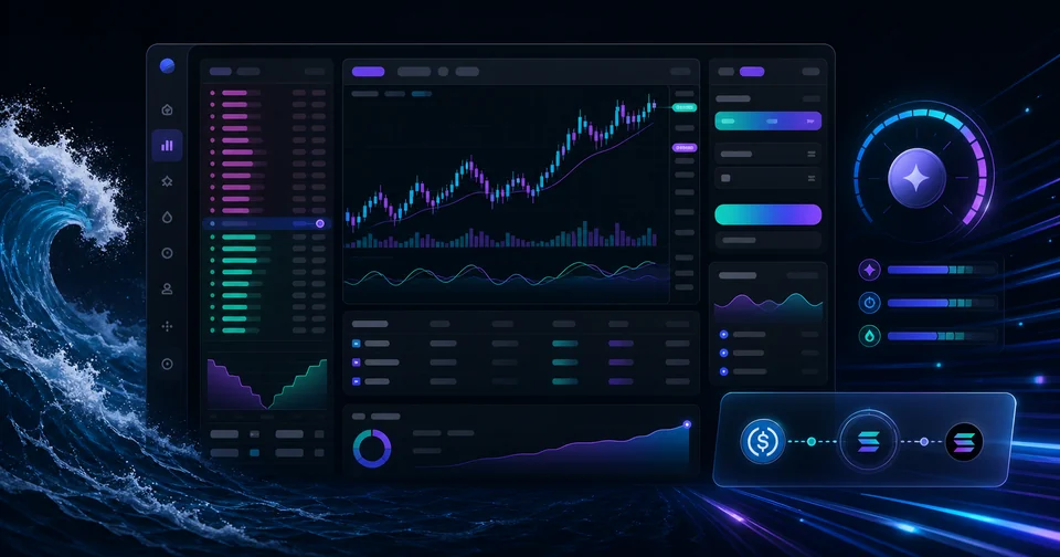 Visual of a Solana Perp DEX trading dashboard for Pacifica